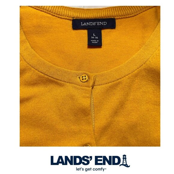 Lands’ End Women's Supima Cotton Cardigan Plus Size L/14/16 Deep Orange - Picture 1 of 6